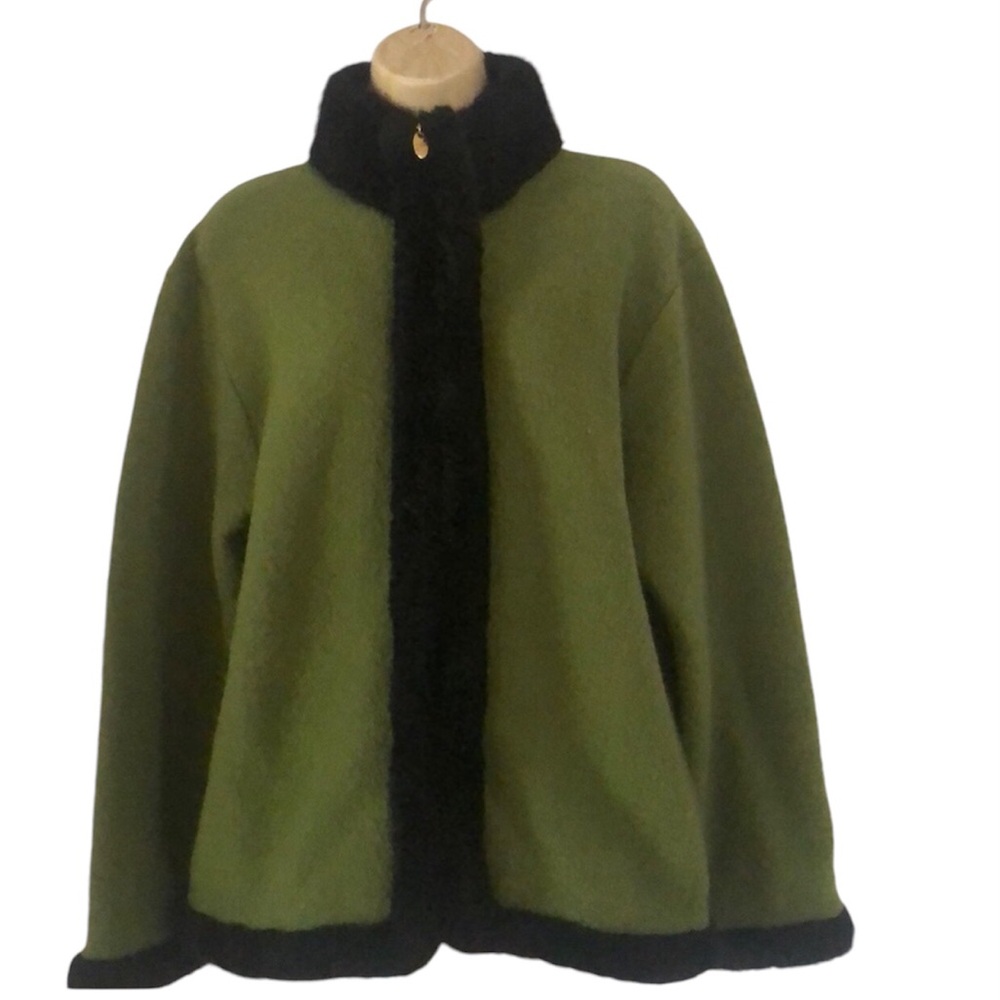 Women’s Vintage Lisa international boiled wool fur collar coat